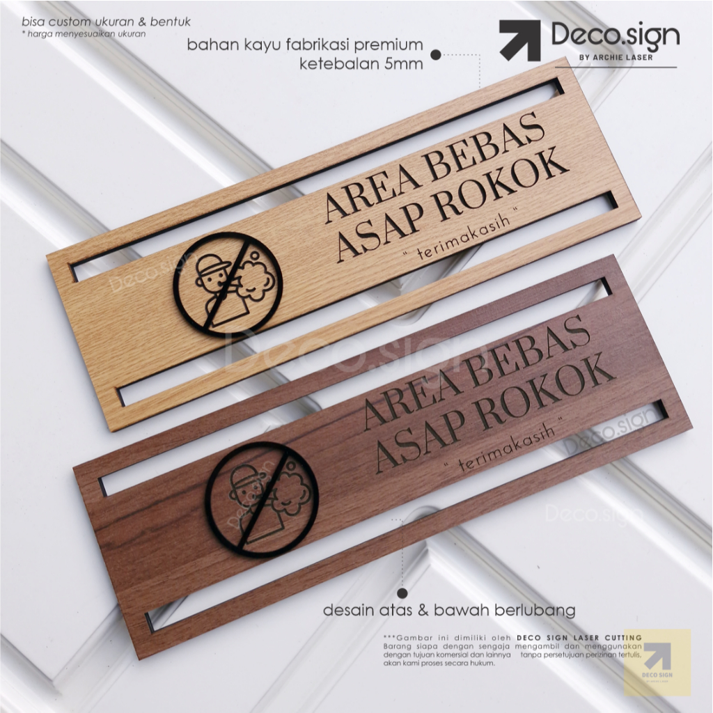 Jual Sign Kayu Area Bebas Asap Rokok, No Smoking Area Signage, Penanda ...