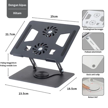 Laptop Stand 360° Rotatable Bisa Dilipat Portable Double Stand Mount Meja Aluminium GT
