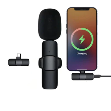 Wireless Microphone Plug N Play Lavalier Mic Untuk IOS Dan Type C K9 Clip On BIsa Live Sambil