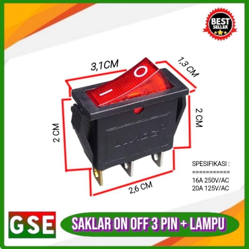 Jual Saklar on off lampu 3 kaki gepeng/Saklar lampu on off 3 kaki tipis ...