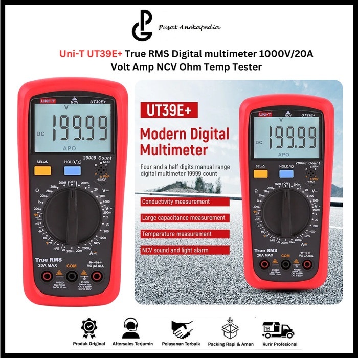 Jual UNI-T UT39E+ AC/DC 20A 1000V Handheld Digital Multimeter - Penguji ...