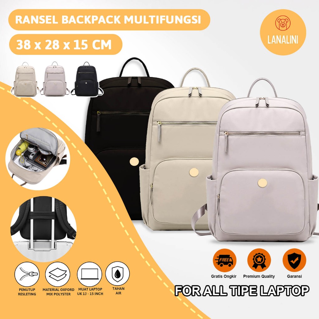 Jual Tas Ransel Gendong Kuliah Kerja Sekolah Wanita Pria Muat