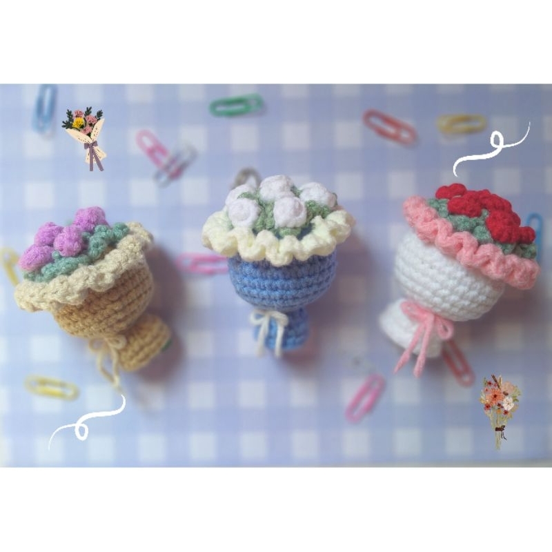 Jual Gantungan Kunci Rajut Mini Bouquet | Bagcharm Crochet | Amigurumi ...