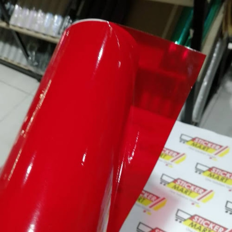 Jual Skotlet sticker merah transparan glossy stiker merah tembus ...