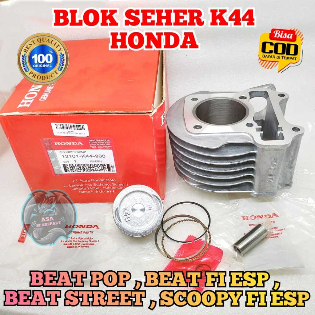 Jual BLOK + SEHER Set K44 Motor HONDA BEAT FI ESP Stater Halus , SCOOPY ...