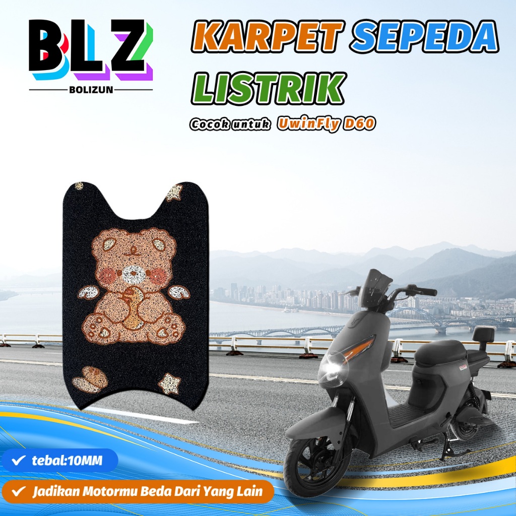 BOLIZUN Karpet PVC Mie Bihun Custom Sepeda Listrik UwinFly D60 D65 FULL Motif Printing