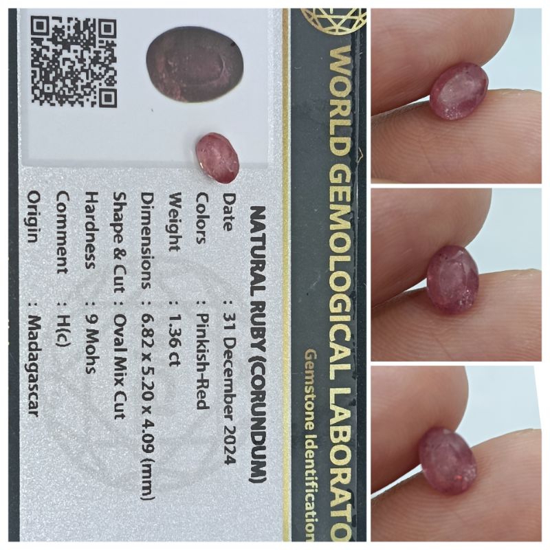 Jual Natural Red Ruby Madagaskar Afrika 1,3ct Warna bagus memo WGL ...