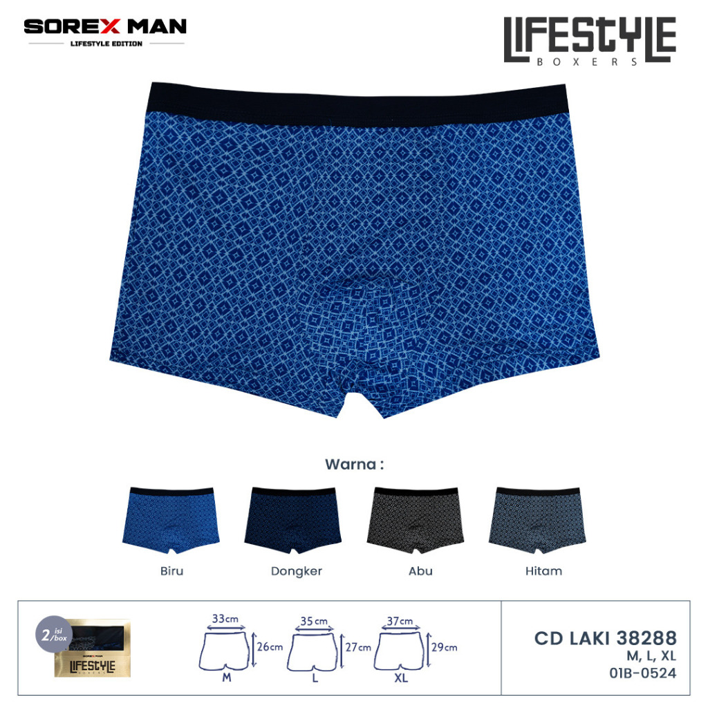 Jual (2 PCS) Sorex Man Boxer Pria Lifestyle Trunk Celana Dalam Cowo ...