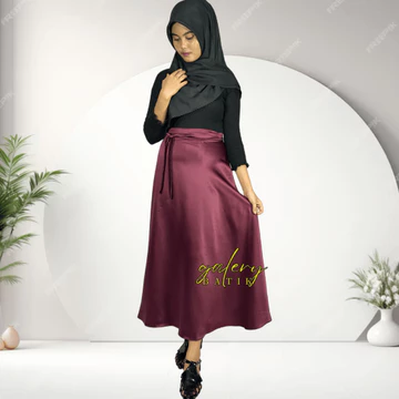 Rok Lilit Polos Satin Flara Rok Bawahan Modern Stelan Casual Elegan Wanita Masa Kini