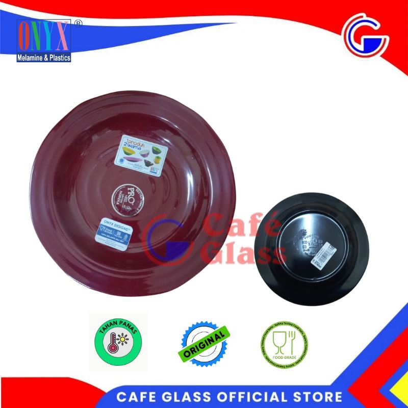 Piring Melamin Set Oriental 9" - Piring Makan Besar 2 Warna Melamin Onyx