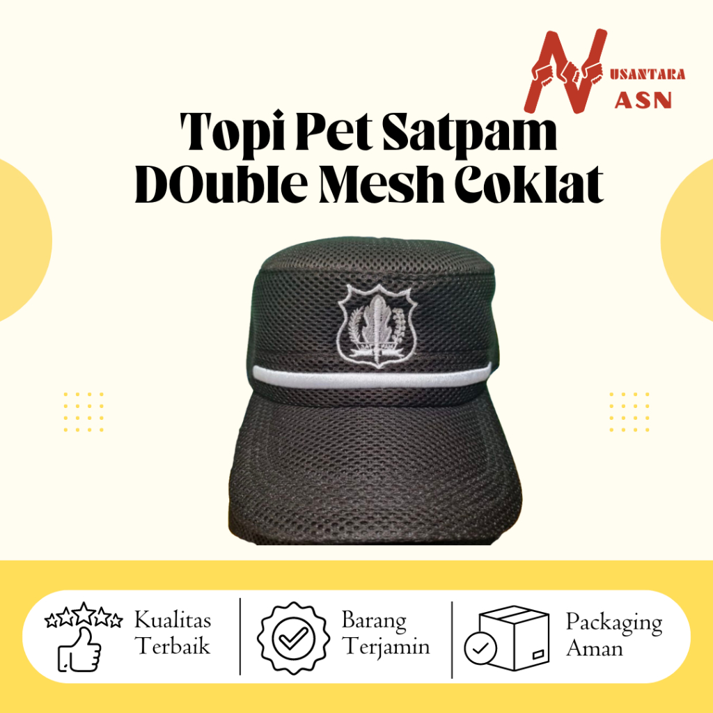 Jual Topi Pet Satpam Logo Putih Komando Double Mess Coklat | Shopee ...