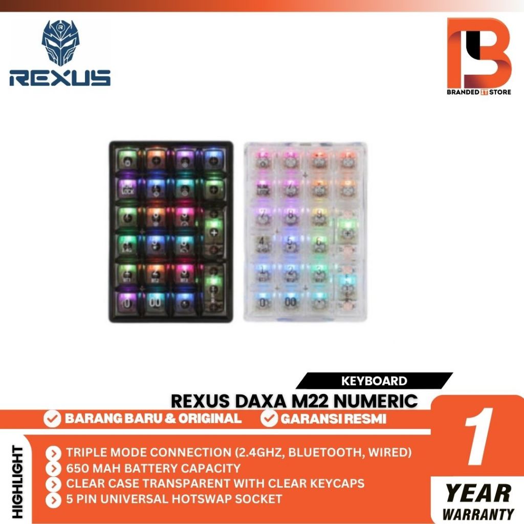 Jual REXUS DAXA M22 NUMERIC MECHANICAL Keyboard Original | Shopee Indonesia