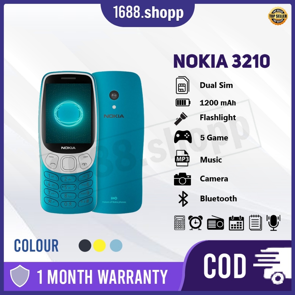 New Original Nokia 3210 4G 2024 Dual SIM Phone - 2 MP Camera, Y2K Blue - Unlocked - All Colors