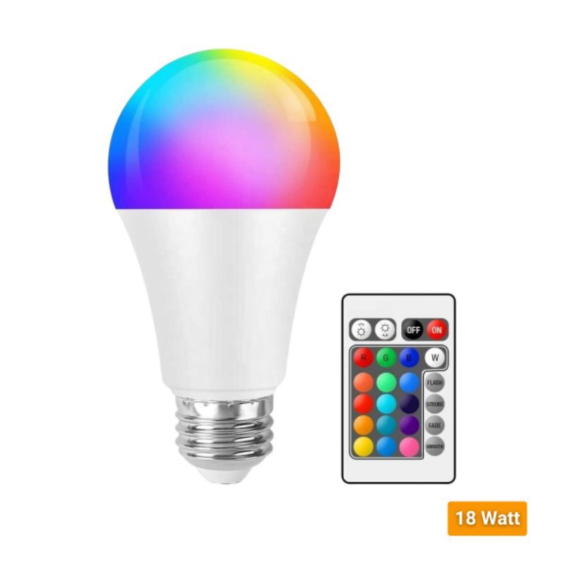 Jual Lampu bohlam led Rgb plus remote 7w/10w/18w | Shopee Indonesia