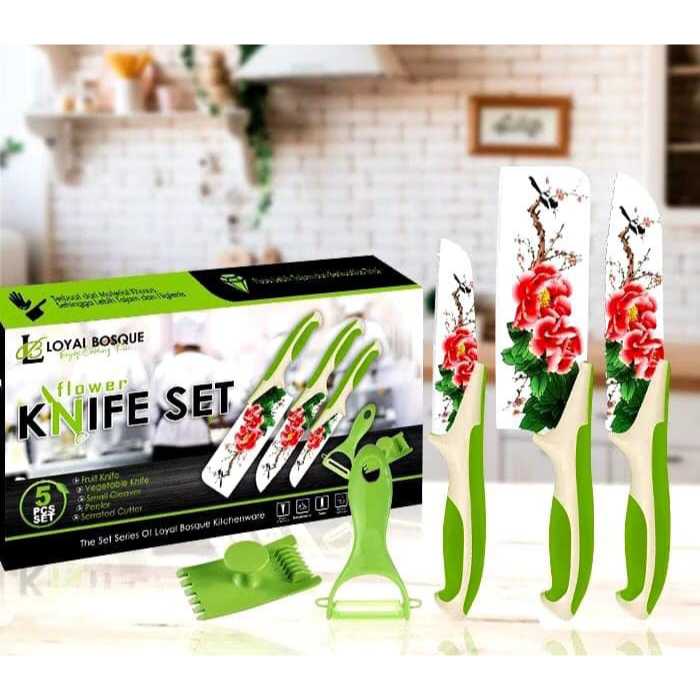 Jual Flower Kitchen Knife Set 5 Pcs - Pisau Set Motif Bunga - Pisau ...