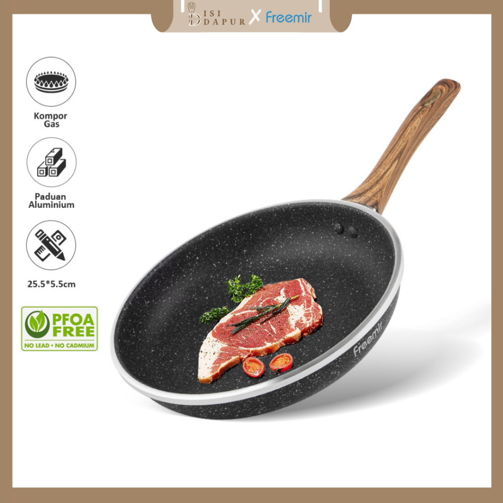 Jual Exclusive freemir Frying Pan Teflon Granite Hitam 24cm Anti ...