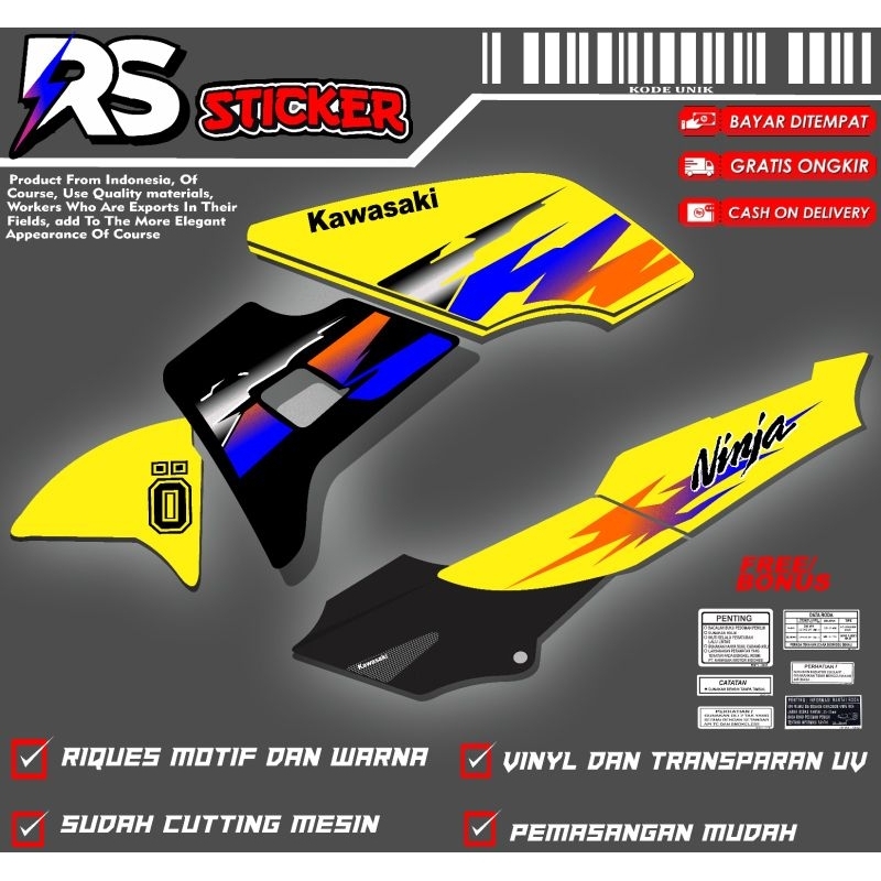 Jual sticker striping ninja kis body kuning custom 19 tranpara uv ...