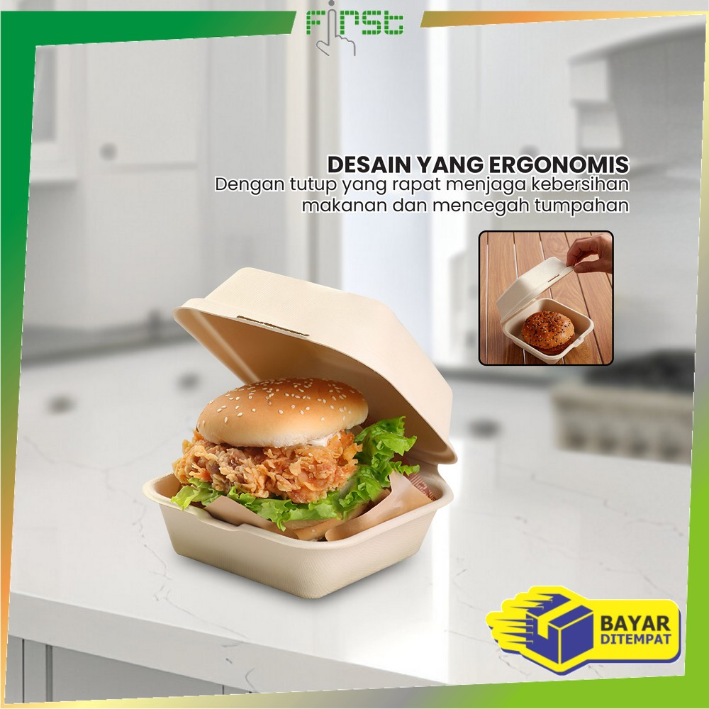 Jual FH-C1100 Bagasse Box Serat Tebu Lunch Box Burger 6in Food Grade ...