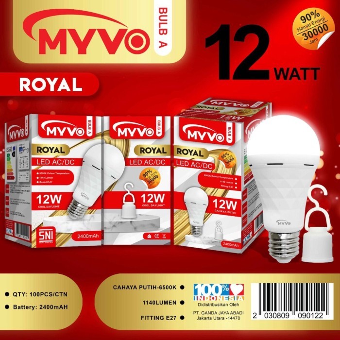 Jual BOHLAM EMERGENCY MYVO ROYAL 12W 12 WATT LAMPU EMERGENCY LED MYVO ...