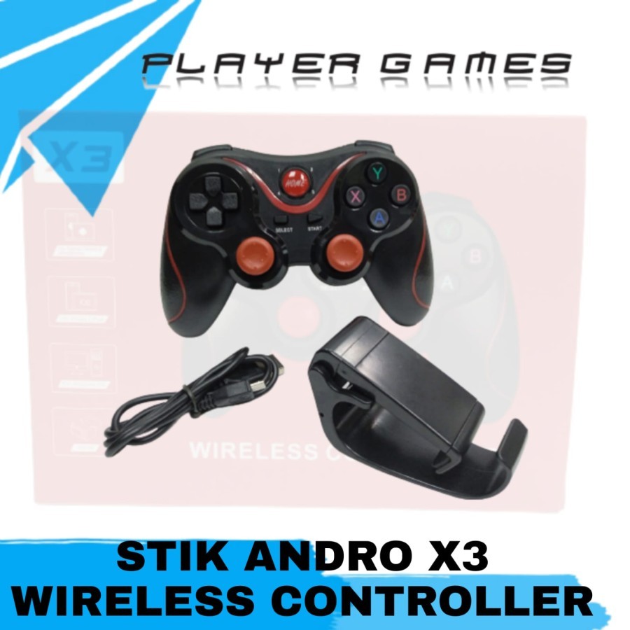 Jual STIK ANDROID X3 Wireless Controller Gamepad Joystick Plus Holder ...