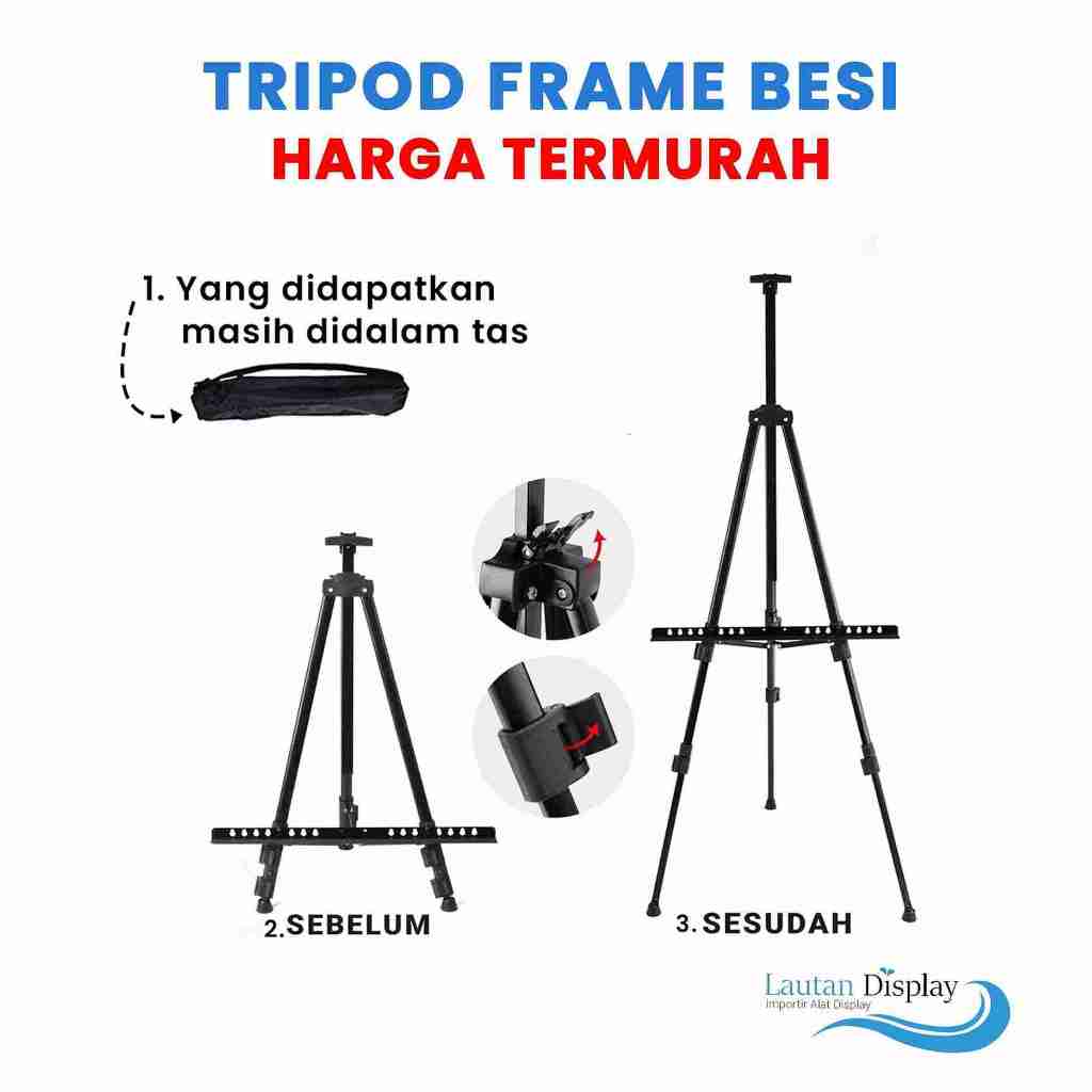 Jual Tripod Standing Frame Besi 1 Sisi Stand Easel Dudukan Bingkai Foto ...
