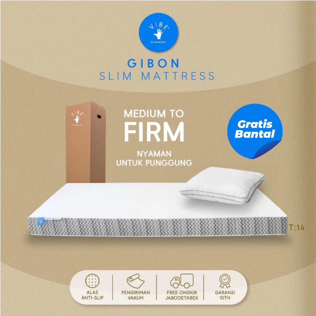 Jual KASUR BUSA VIBE GIBON SLIM MEDIUM TO FIRM HARD MATTRESS KERAS ...