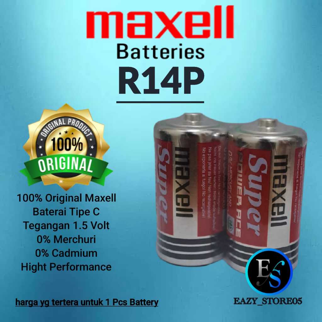 Jual Baterai Maxell R14P SUM-2 Original 1.5V Batre Tanggung Tipe C R14P ...