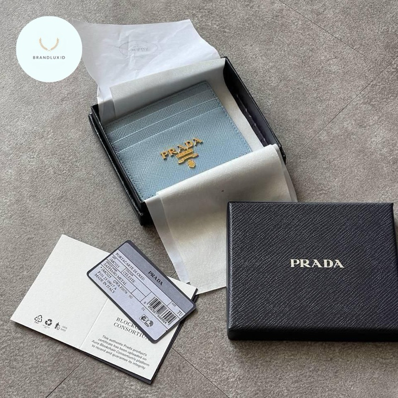 [PRADA]Re-Nylon and Leather Wallet Blue Coffee