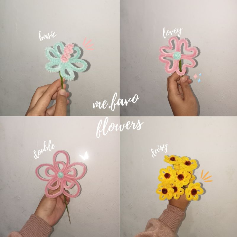 Jual Bunga kawat bulu satuan | Pipe cleaner flower | Bunga pipe cleaner ...
