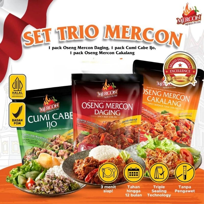 Jual MERCON MERAH PUTIH Paket 3 Pcs - Oseng Merecon Daging/Cakalang ...