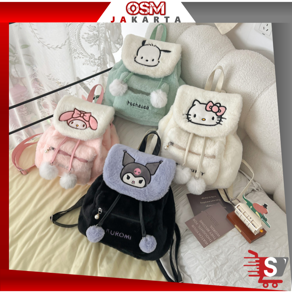 Jual OSM JKT T6388 Tas Ransel Motif Karakter / Bag Fashion Bahan Bulu ...