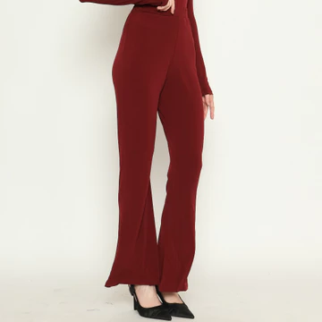 Pluffyschoice Tello Cutbray Highwaist Flare Pants Celana Panjang Wanita Bahan Jersey Bawahan