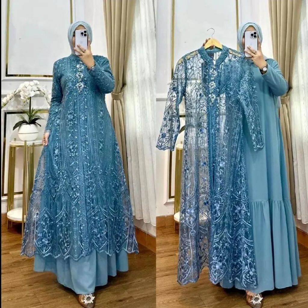 Jual Aurora Dress // Gamis Ceruty Baby Doll Zipper Depan Tangan Di ...