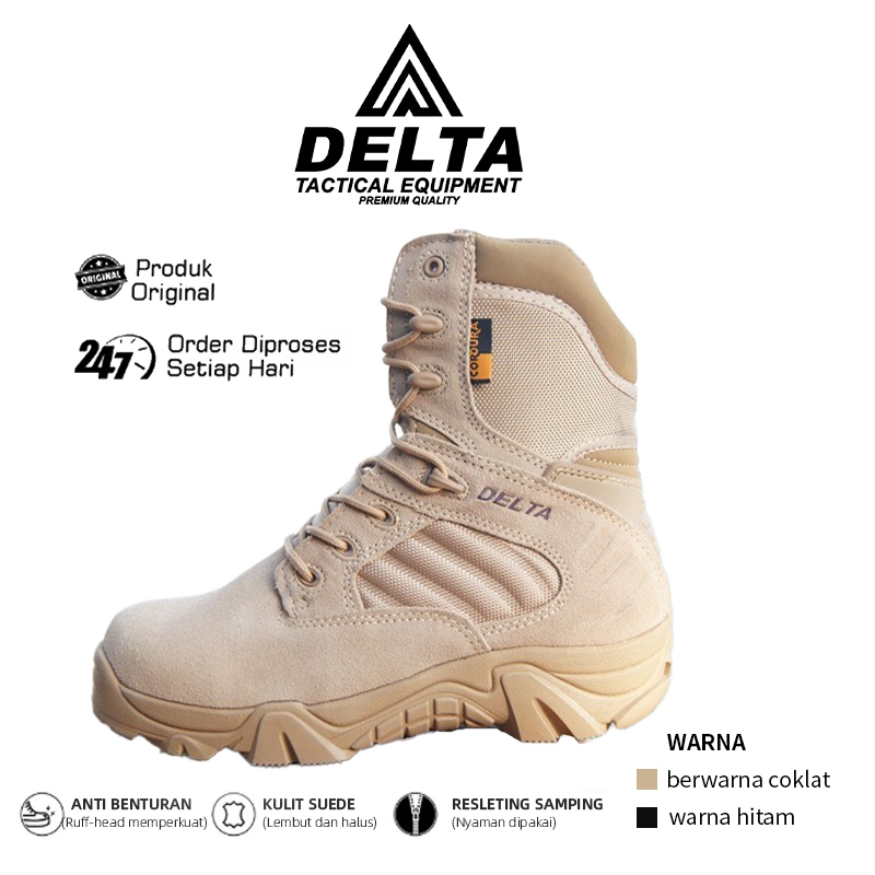 Jual 【Delta】 Hiking Outdoor Tactical Boots 516-6/8 Inch Coklat Militer ...