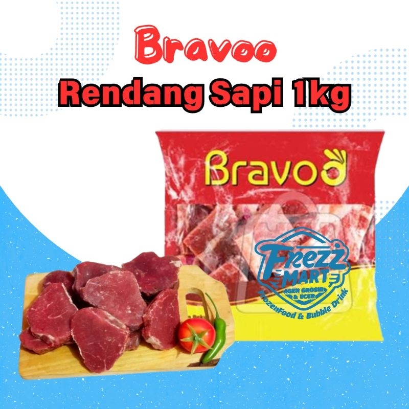 Jual Bravoo Daging Rendang Sapi 1kg Frozen Premium Empuk Steril ...
