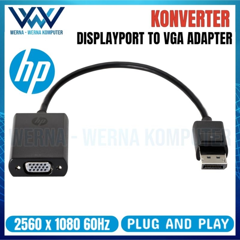 Jual Konverter Display port to VGA HP Original 1080p HD Displayport ...