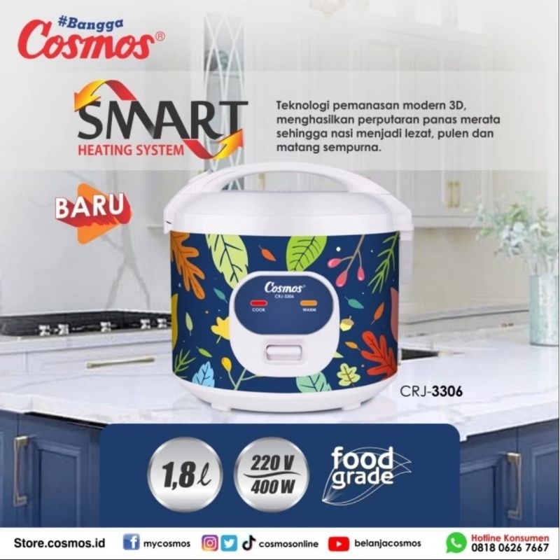 Jual COSMOS RICE COOKER 1,8L (LOW WATT) CRJ-3306 | Shopee Indonesia
