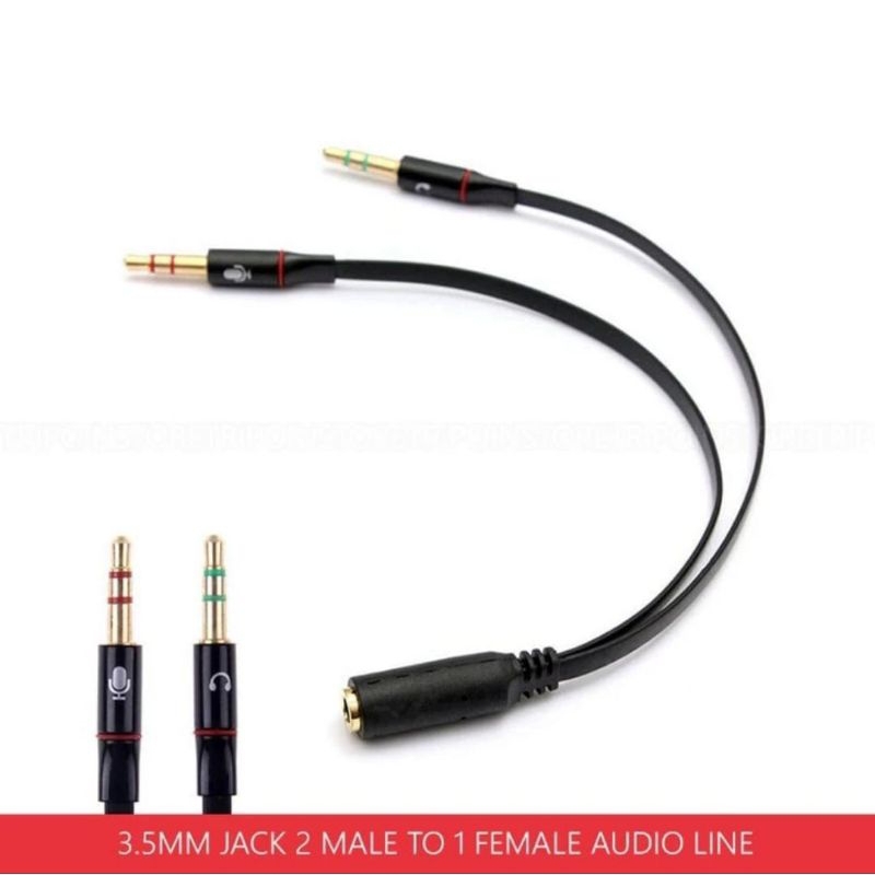 Jual Jack Audio Male Mic dan Headset to Female Ministereo (Converter ...