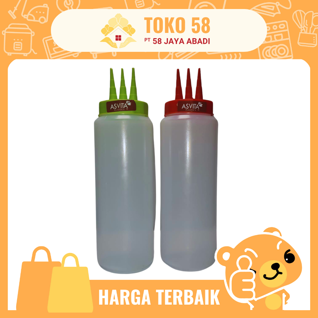 Jual [COD] Botol Saus 3 Lubang 650 ml ASVITA | Shopee Indonesia