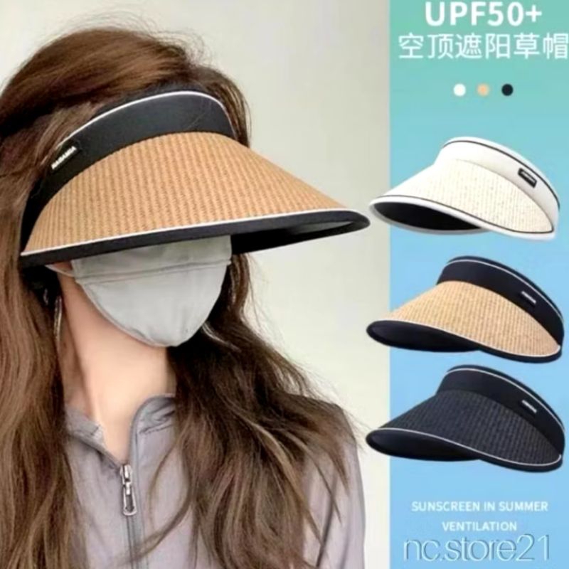 Jual bb21- Topi Pantai Topi Jerami Anti UV Gaya Korea Import | Shopee ...