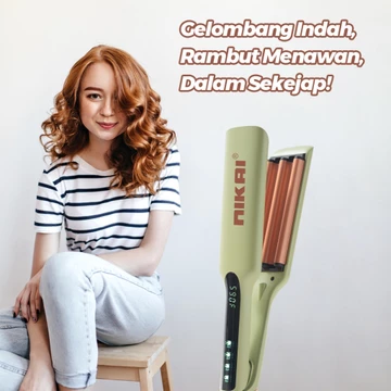 NIKAI N 9768 Catokan Curly Rambut Wanita Catok Rambut Pengeriting Pelurus Rambut 2 In 1 Ion