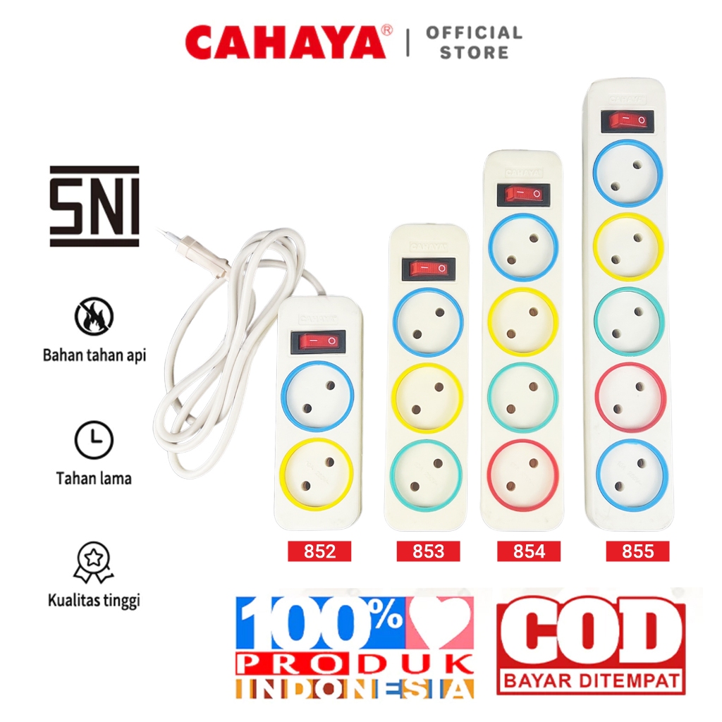 Jual CAHAYA - Stop Kontak Gepeng ColorFull ON/OFF / Stop Kontak + Kabel ...