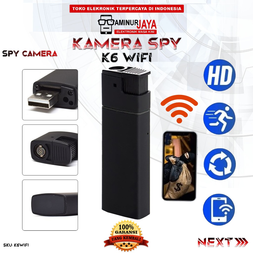 Jual Spycam Camera Korek Elektrik K6 Wifi Lighter V18 Hidden Spy IP ...
