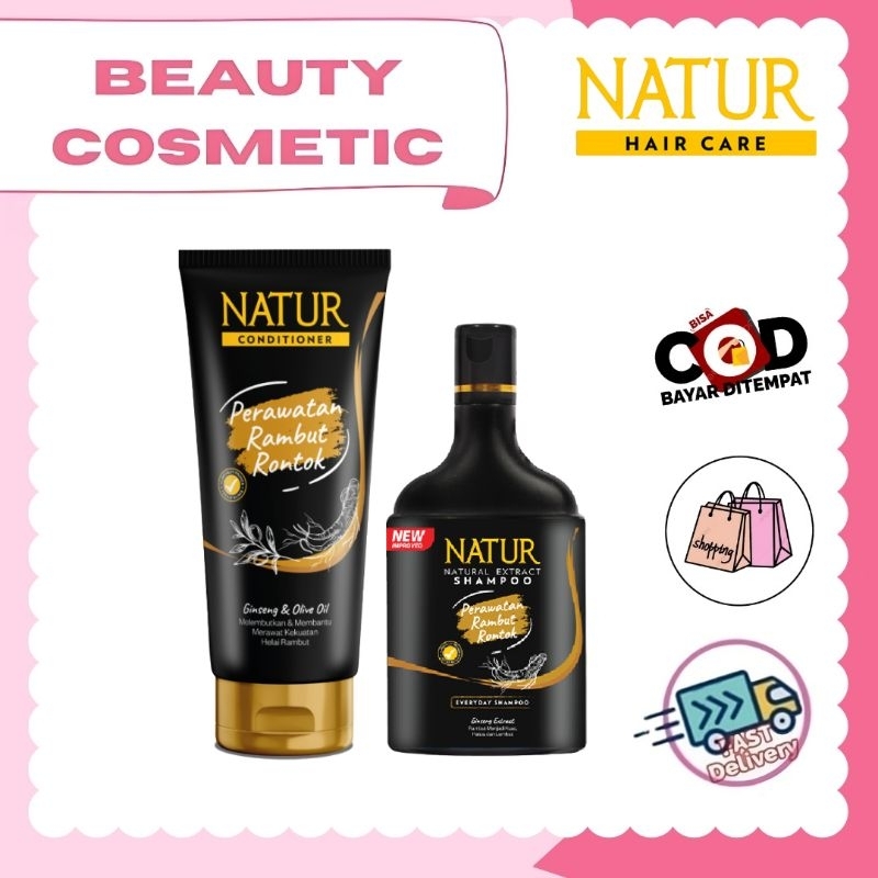 NATUR HAIR Paket Shampoo + Conditioner GINSENG (shampoo 80ml/140ml/270ml)