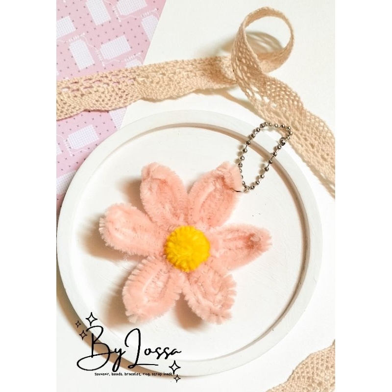 Jual Ganci bunga lily Ganci kawat bulu gantungan kunci bunga