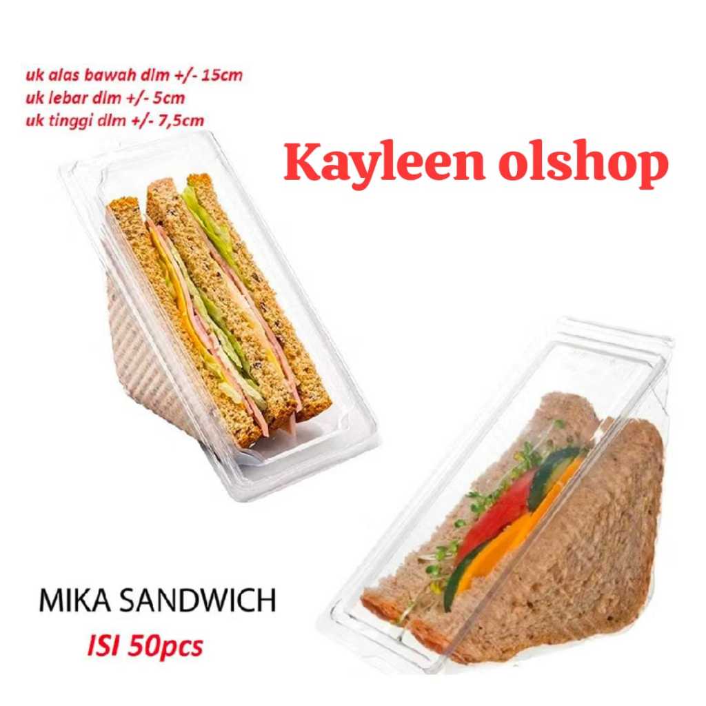 Jual [isi50] Mika Sandwich Segitiga/ Tempat Tray Kotak Mika Sandwich ...