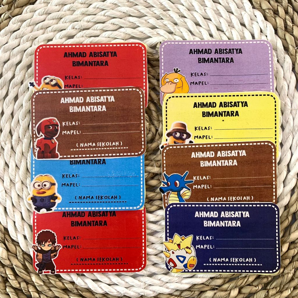Jual STIKER LABEL NAMA KARAKTER ISI 40Pcs / LABEL NAMA PELAJARAN ANAK ...