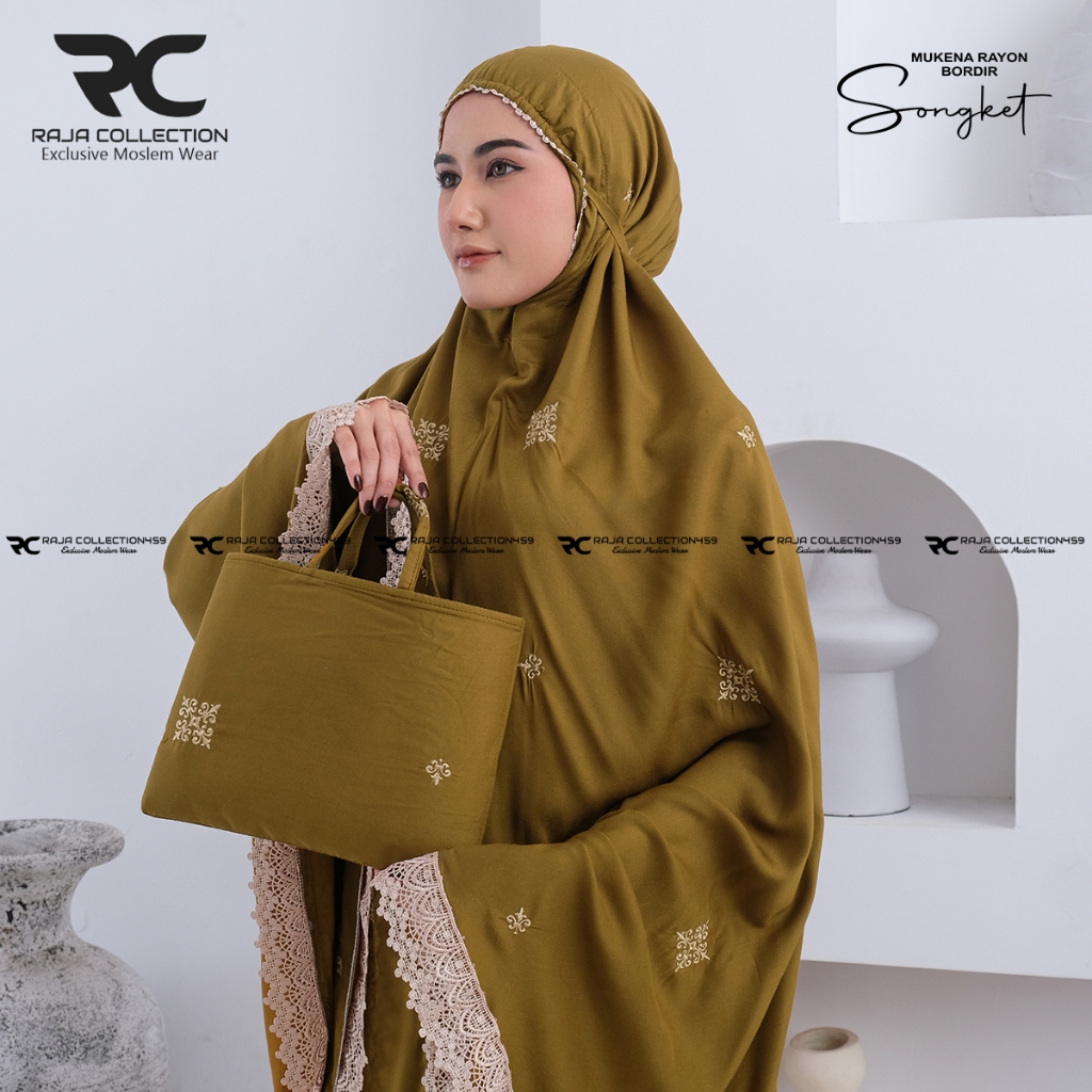 Jual Raja Collection459 - Mukena Dewasa Jumbo Rayon Bordir Songket ...