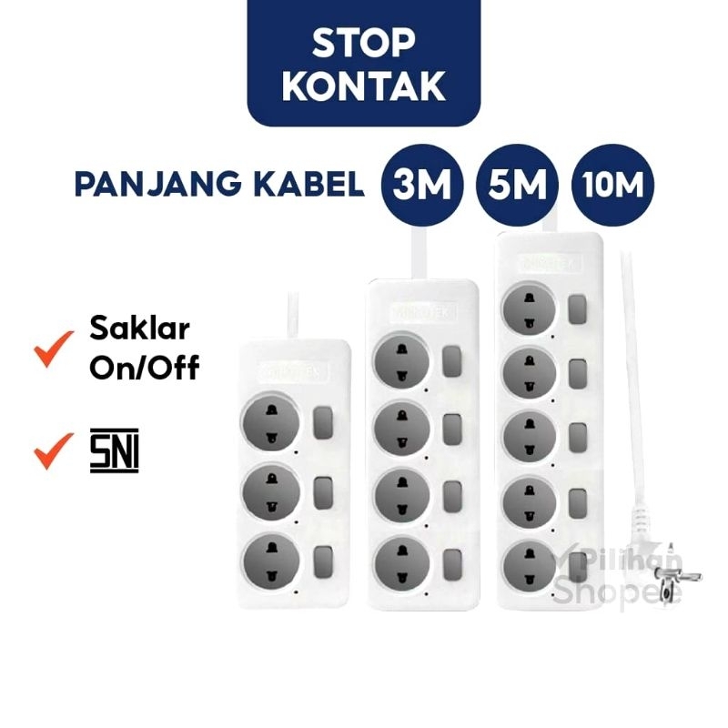 Jual Stop Kontak Switch + Kabel Mikotek MT8346 - Stop Kontak Kabel ...