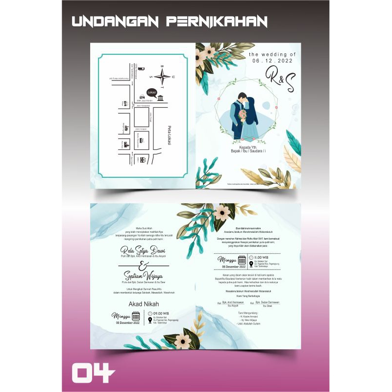Jual Cetak Print Undangan Nikah Pernikahan Undangan Murah Lipat Dua
